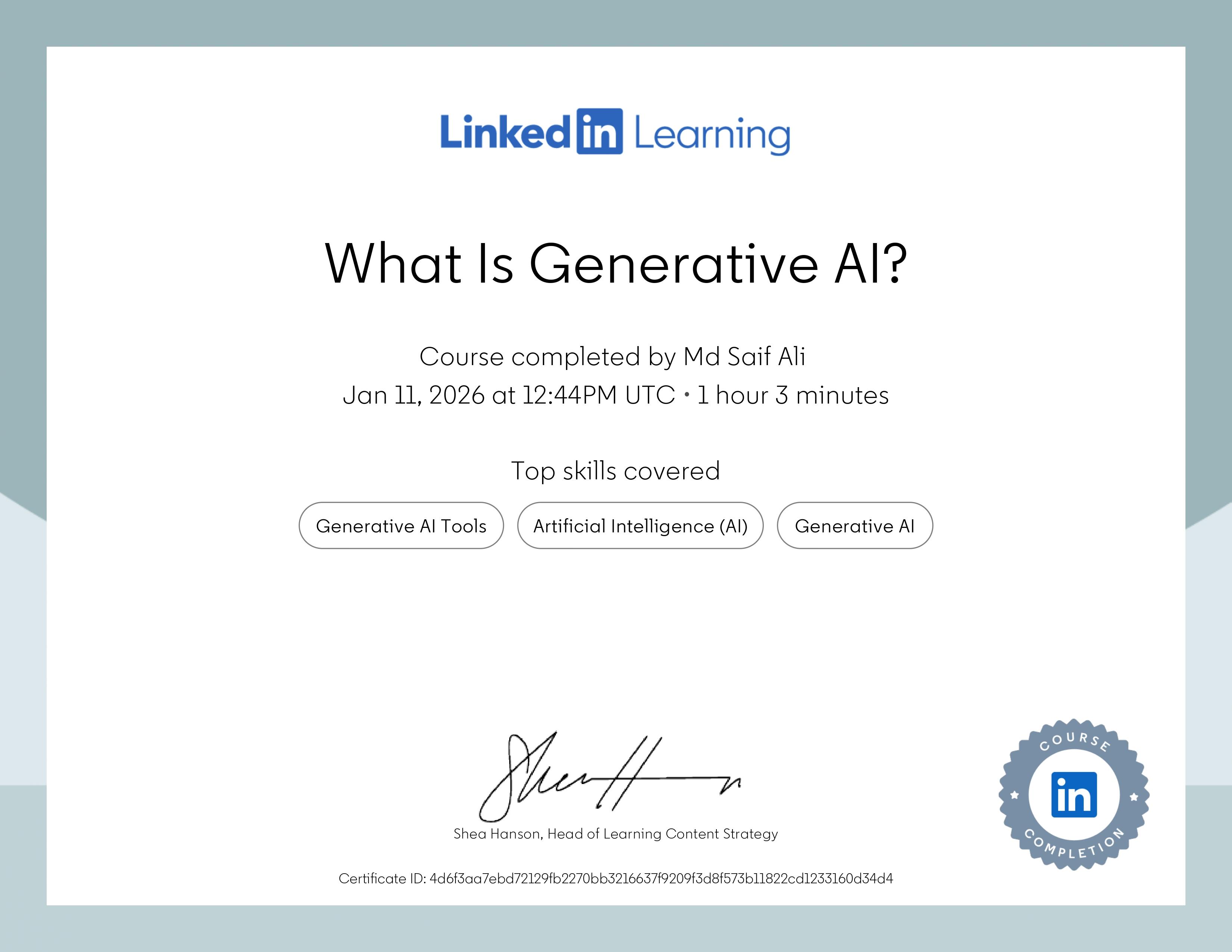 What Is Generative AI? (Certificate 1)