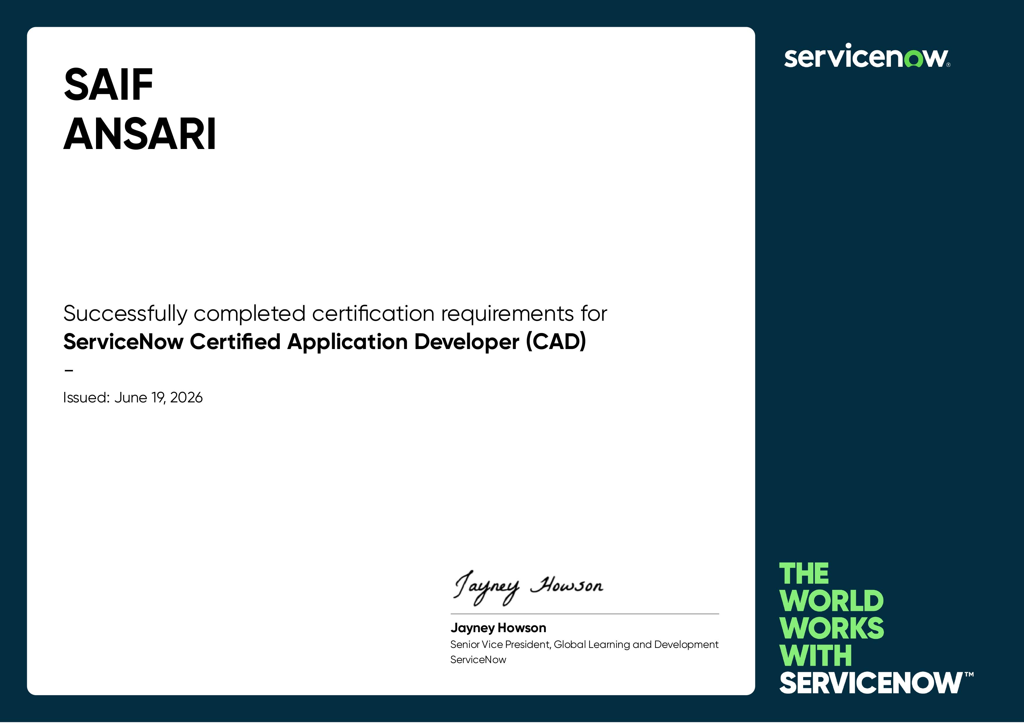 ServiceNow Certified Application Developer (CAD)