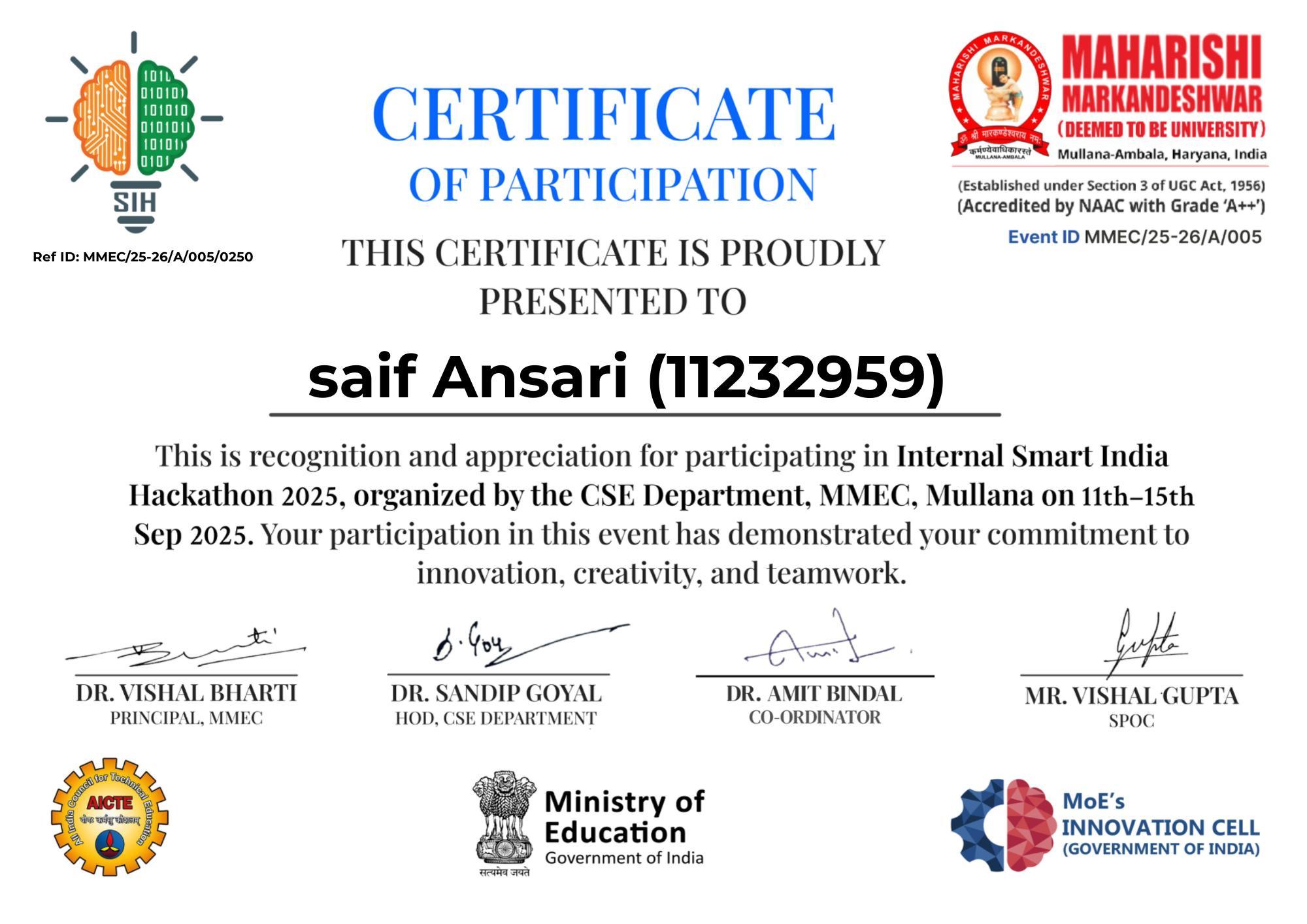 Internal Smart India Hackathon 2025